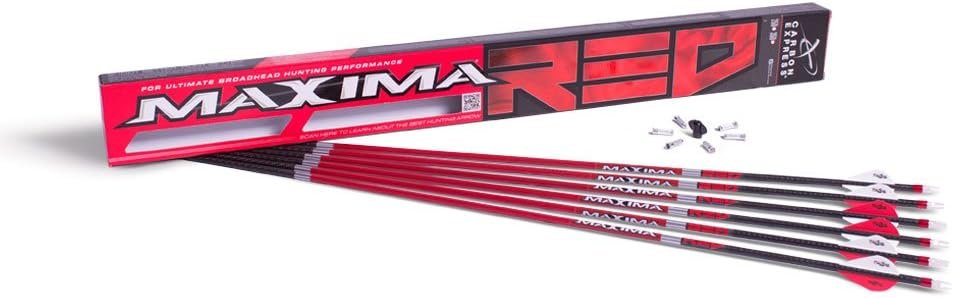 Maxima RED Fletched Carbon Arrows with Dynamic Spine Control