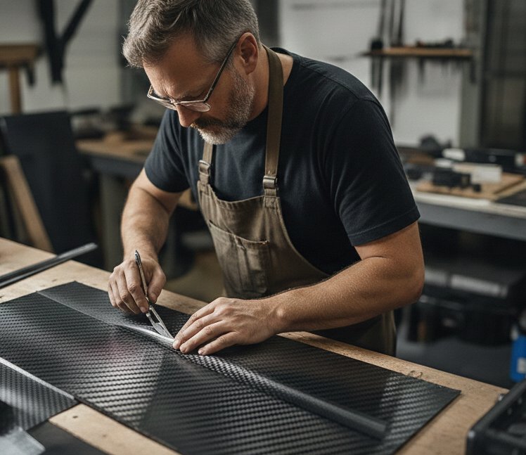 Craftsman working on carbon arrows